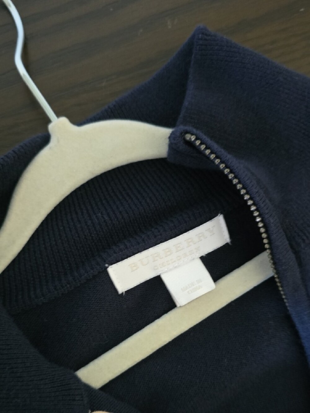 Burberry Navy Zip-Up Jacket with Signature Shoulder Check - Picture 4 of 6